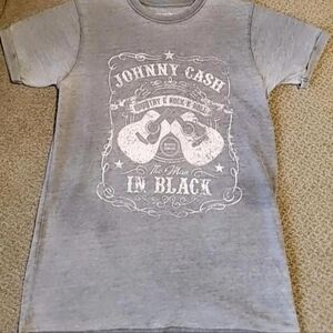 Gray Graphic Tee - Johnny Cash Short Sleeve Womens Size S